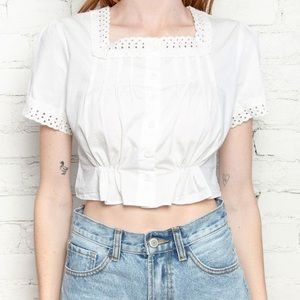 Brandy Melville White Austen Blouse Top